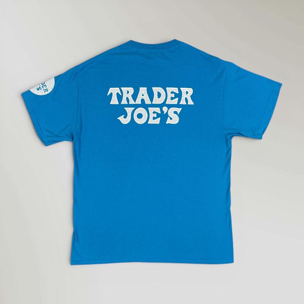 Trader Joe's T-Shirt Short Sleeve Employee Crew Tee Blue Uniform Size Large